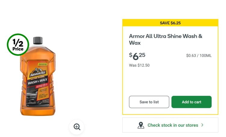 Armor All Wash Special at Woolies