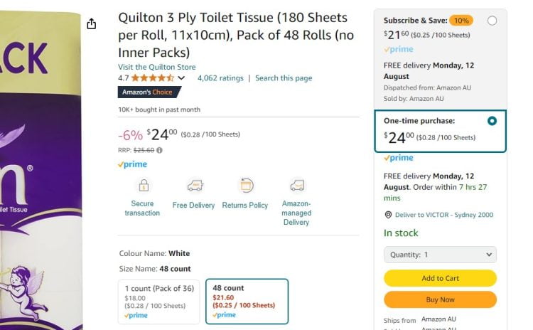 Amazon Quilton deal