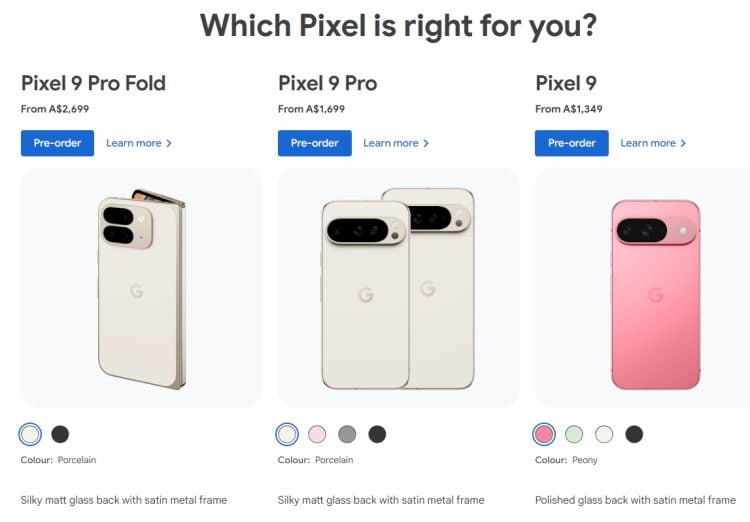 Google Pixel 9 Range