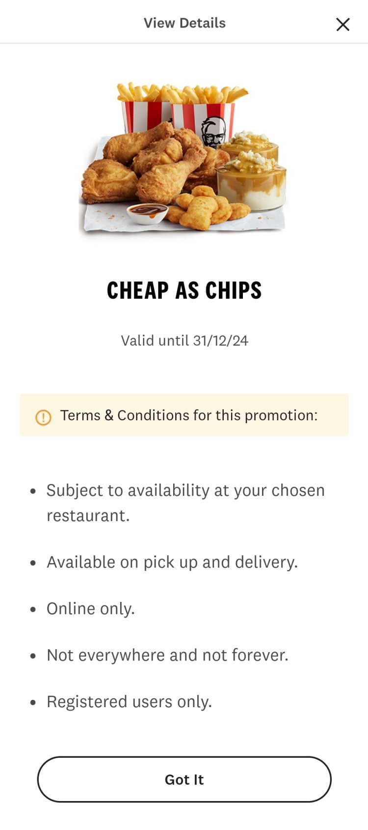KFC Cheap as Chips