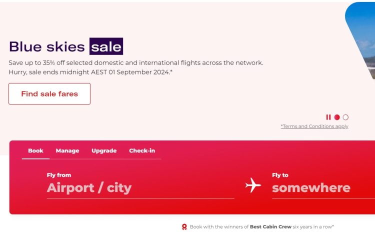 Virgin Australia Blue Skies Sale