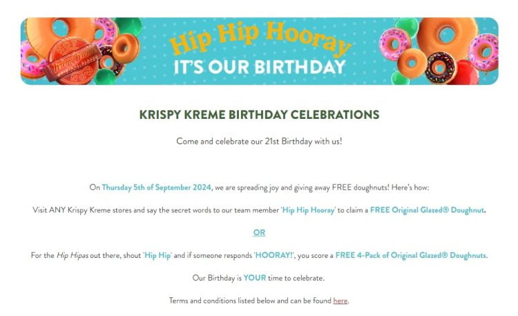 Krispy Kreme: FREE Original Glazed® Doughnut on 5 Sep 2024
