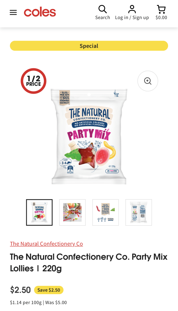 Coles: The Natural Confectionery Co Party Mix Lollies $2.50