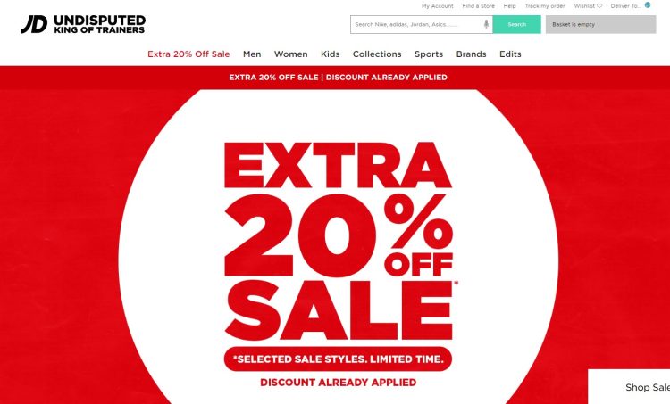 JD Sport: extra 20% off sale