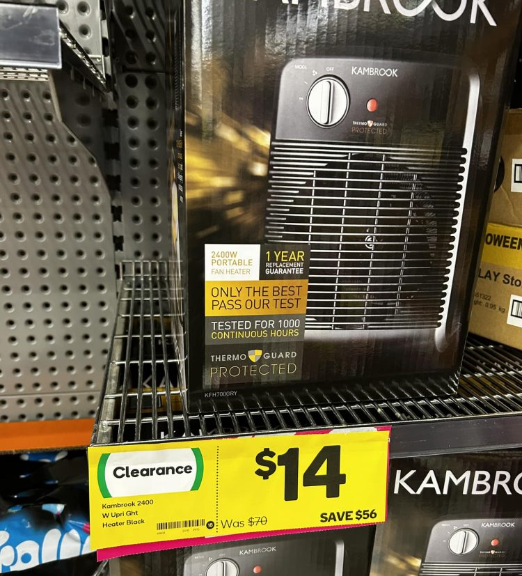 Woolworths (Booval): Kambrook 2400 Portable Fan Heater $14