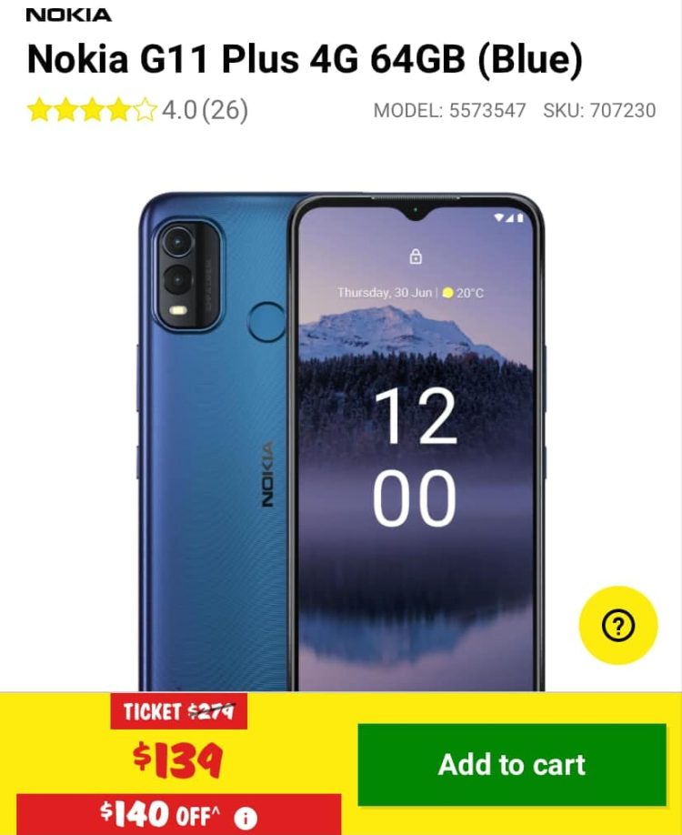 JB Hi-Fi: Nokia G11 Plus 4G 64GB only $139