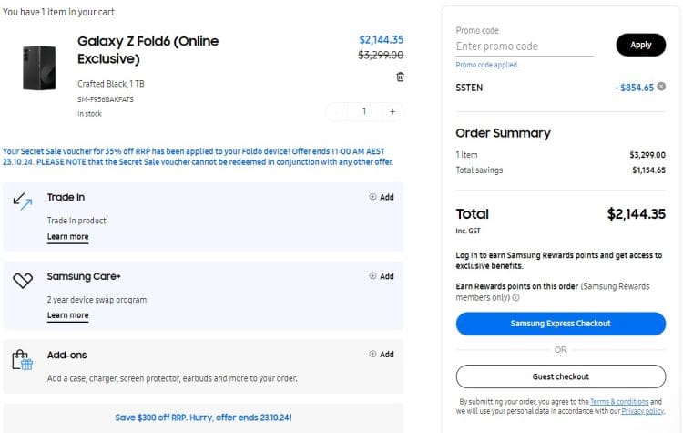 Samsung: Galaxy Z Fold6 down to $2,144.35 with Coupon Code