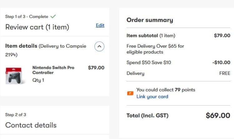 Big W: Nintendo Switch Pro Controller $69 with coupon code
