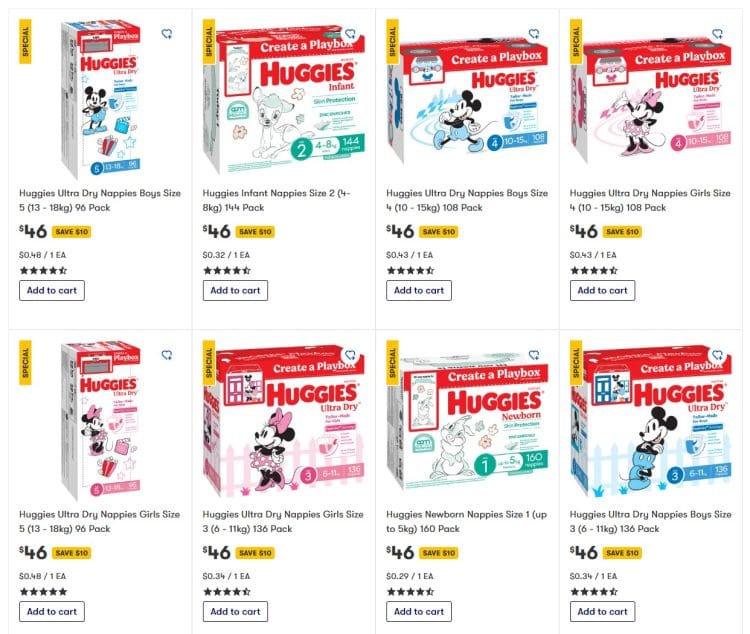 Big W: Huggies range $46 (save $10)