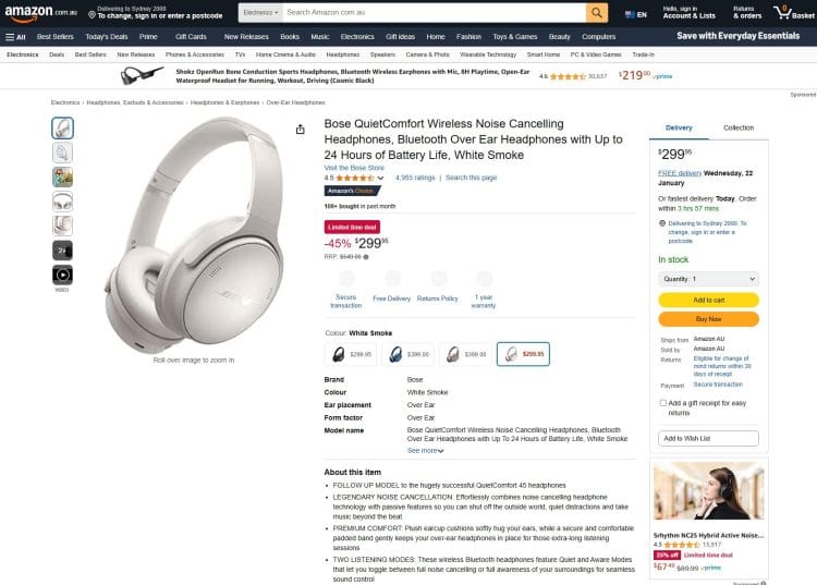 Amazon Bose QuietComfort Best Price
