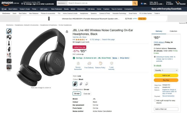 JBL Live 460 Wireless ANC Headphones Best Price