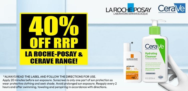 Chemist Warehouse: 40% off La Roche-Posay & CeraVe Range