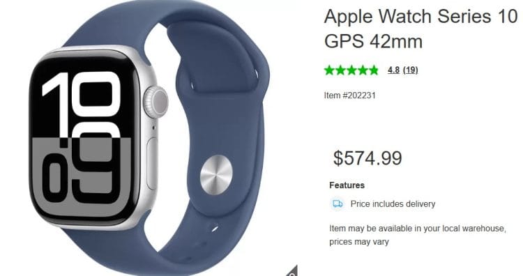 Costco: Apple Watch Series 10 GPS 42mm dropped to $574.99