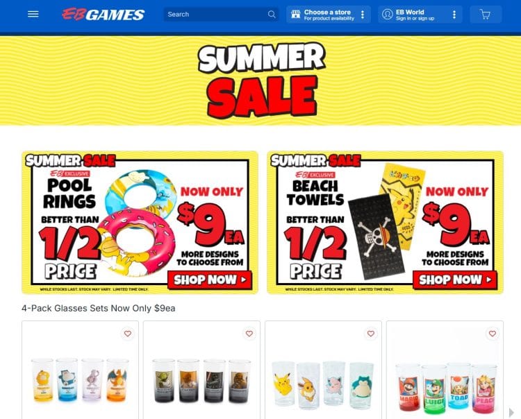EB Games: Summer Sale $9 Pool Rings and Beach Towels