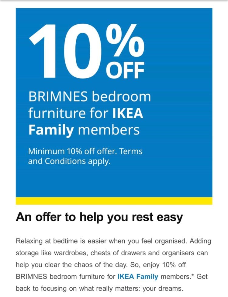 Ikea Brimnes 10% off