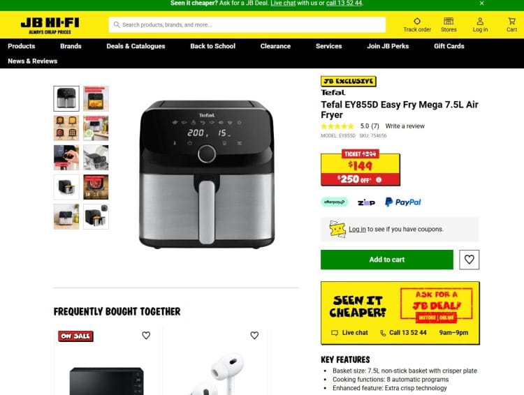 JB Hifi Tefal Easy Fry