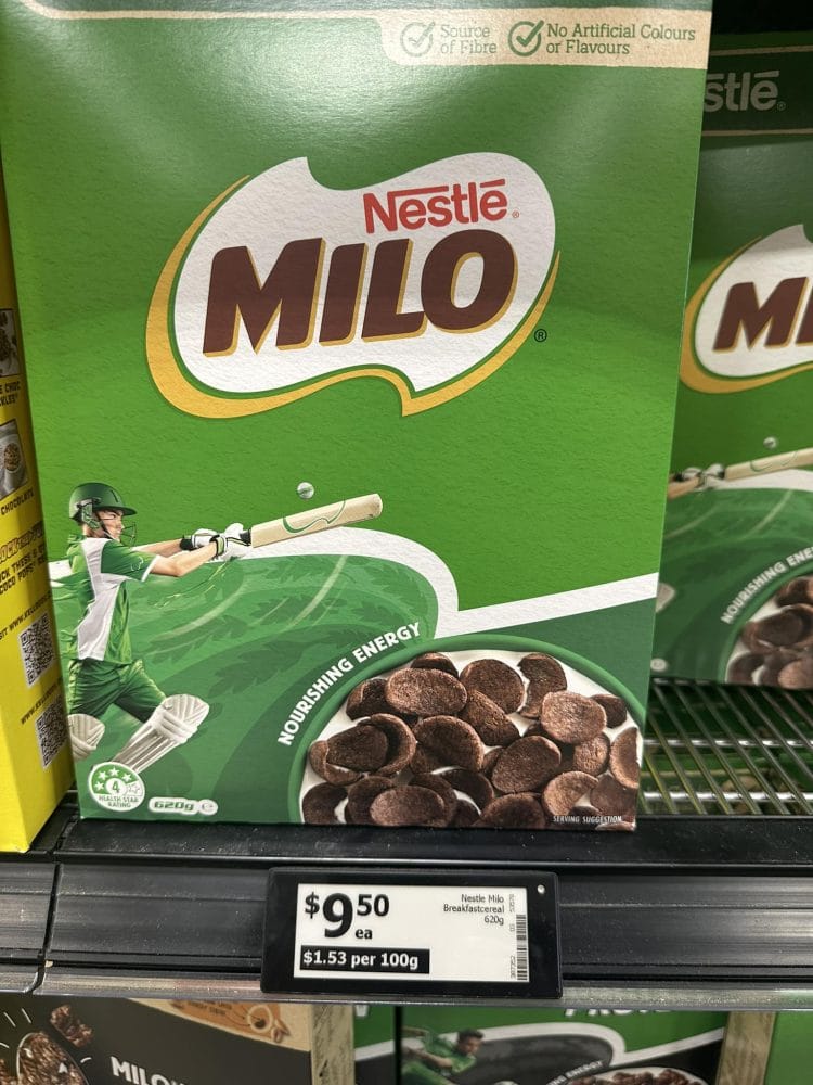 Milo cereal at Woolies going up in price