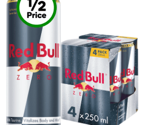 Woolworths: Red Bull Zero 4x250ml Half Price – $6.00