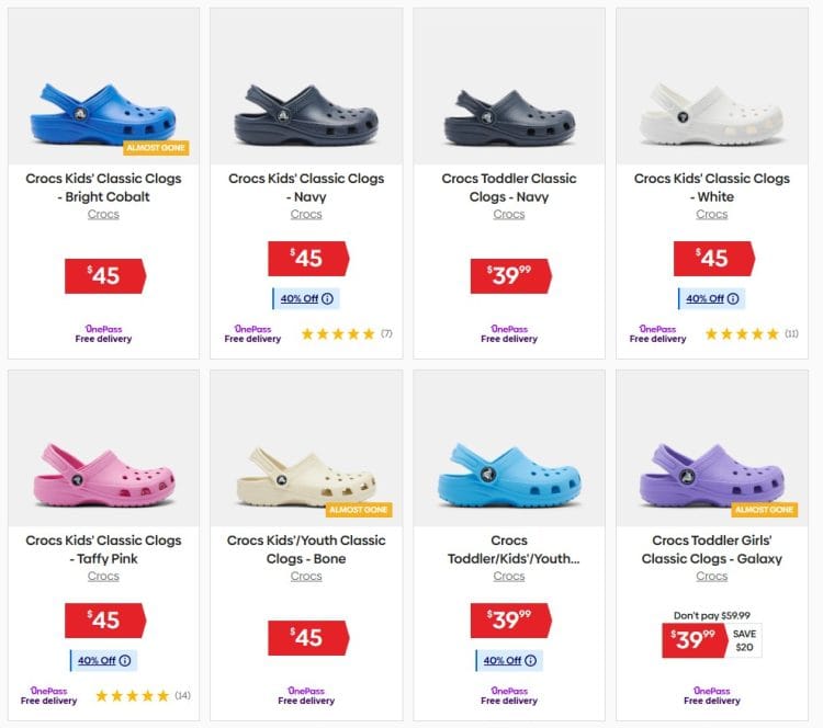 Catch: Crocs Kids Classic Clogs 40% off, only $27