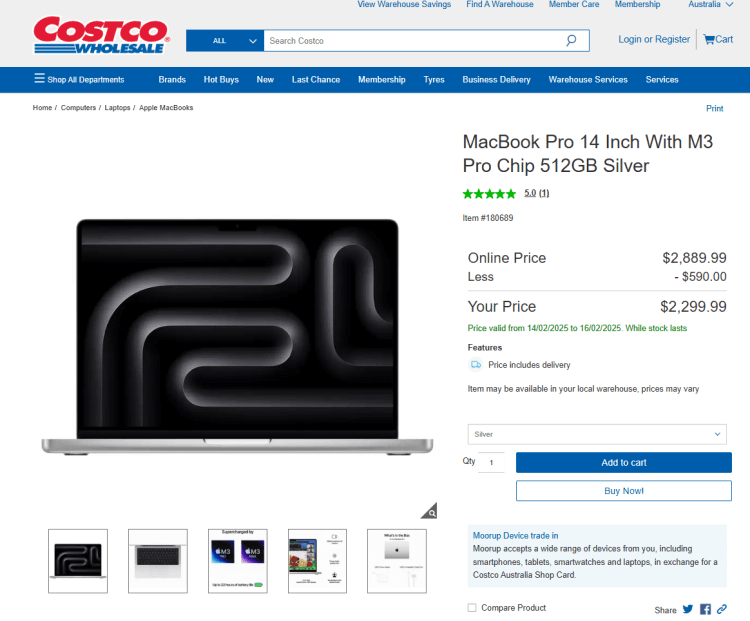 Costco: MacBook Pro 14″ M3 Pro 512GB on sale – $2,299.99