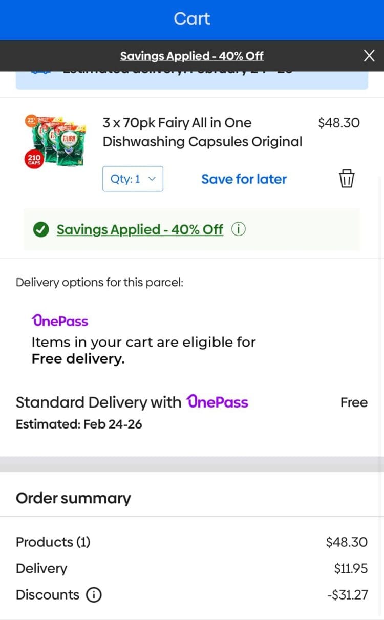 Catch: Fairy All in One Dishwashing Capsules 3 x 70pk only $28.98