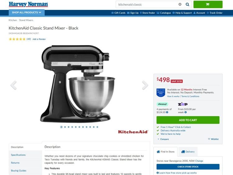 Harvey Norman: KitchenAid Classic Stand Mixer down to $498