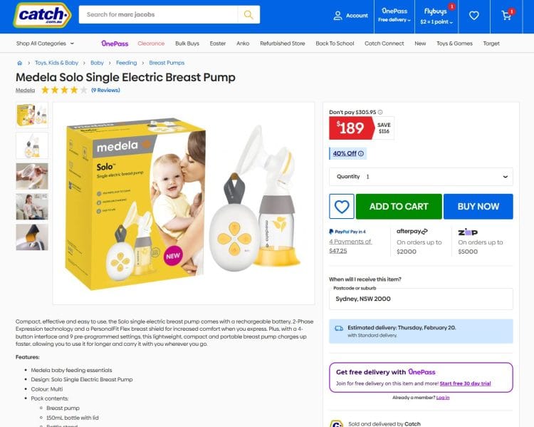 Medela Solo Breast Pump at Catch