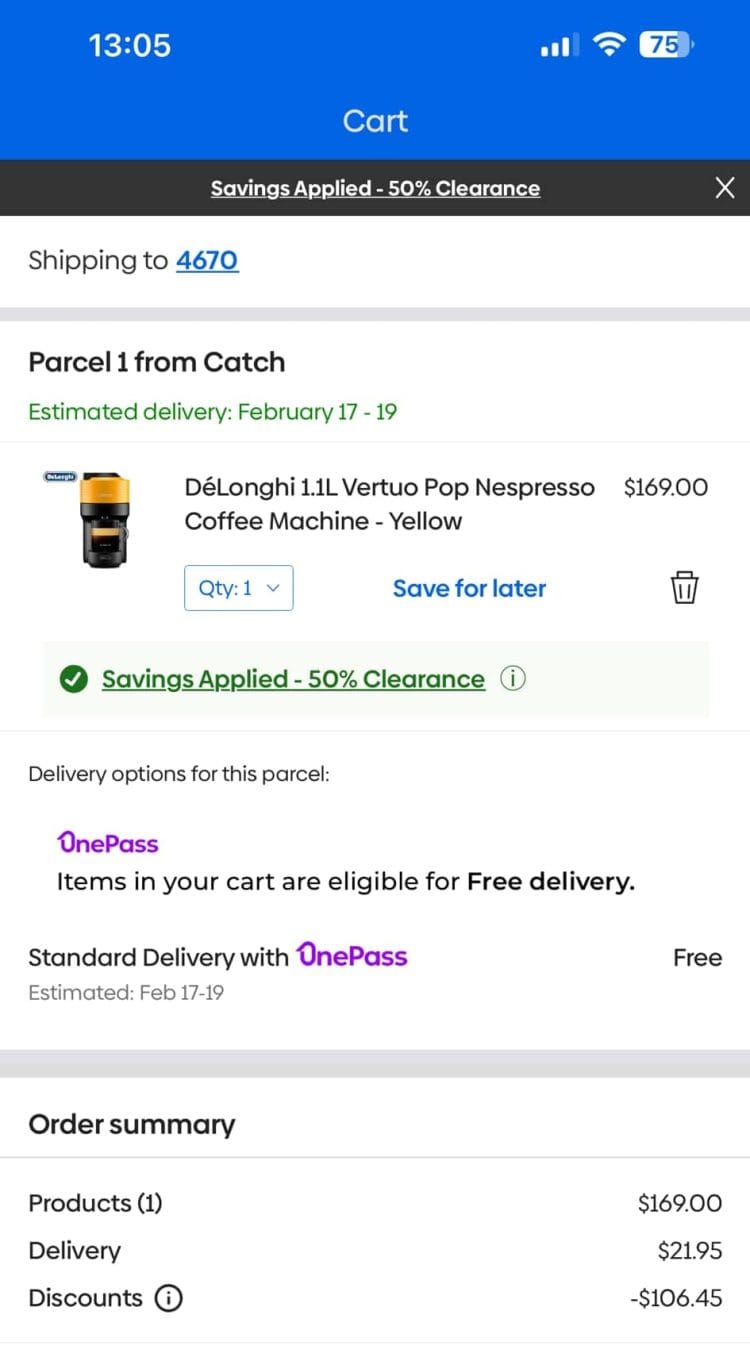 Catch: Nespresso Vertuo Pop $84.50 including delivery