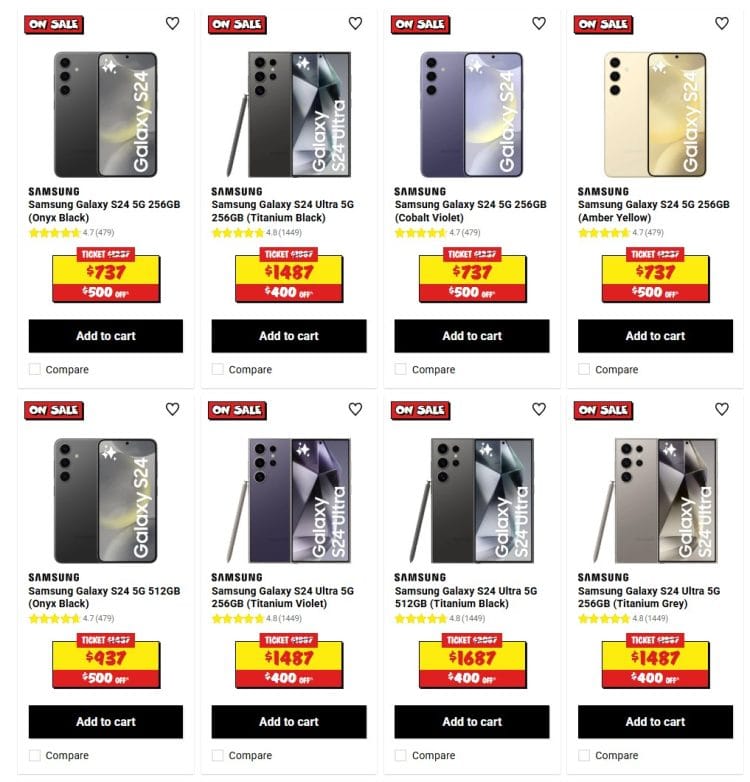 JB Hi-Fi: Samsung Galaxy S24 series on sale starting from $737