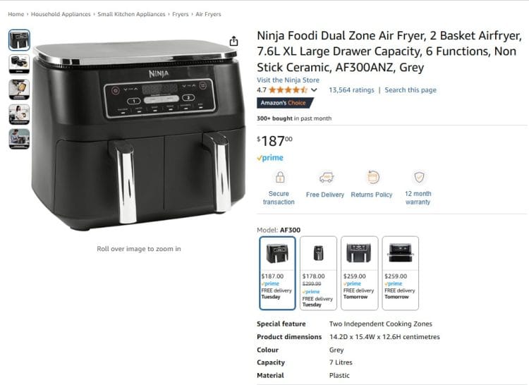 Amazon: Ninja Foodi AF300 Dual Zone Airfryer, now $168
