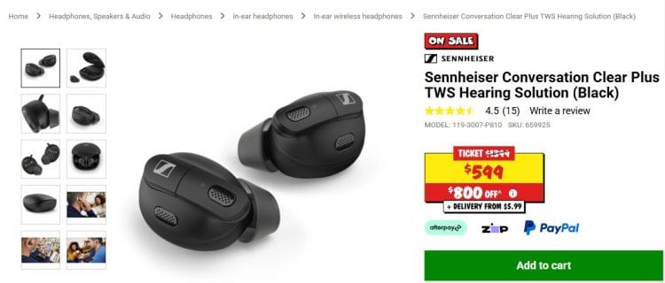 JB Hi-Fi: Sennheiser Conversation Clear Plus TWS Hearing Solution (Black), now $599