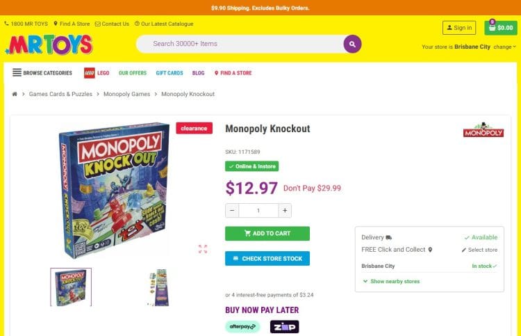 Mr Toys: Monopoly Knockout, now $12.97
