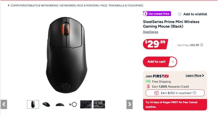 Kogan: SteelSeries Prime Mini Wireless Gaming Mouse, now $29.99