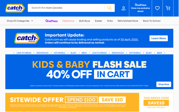 Catch: Kids & Baby Flash Sale – 40% off in cart