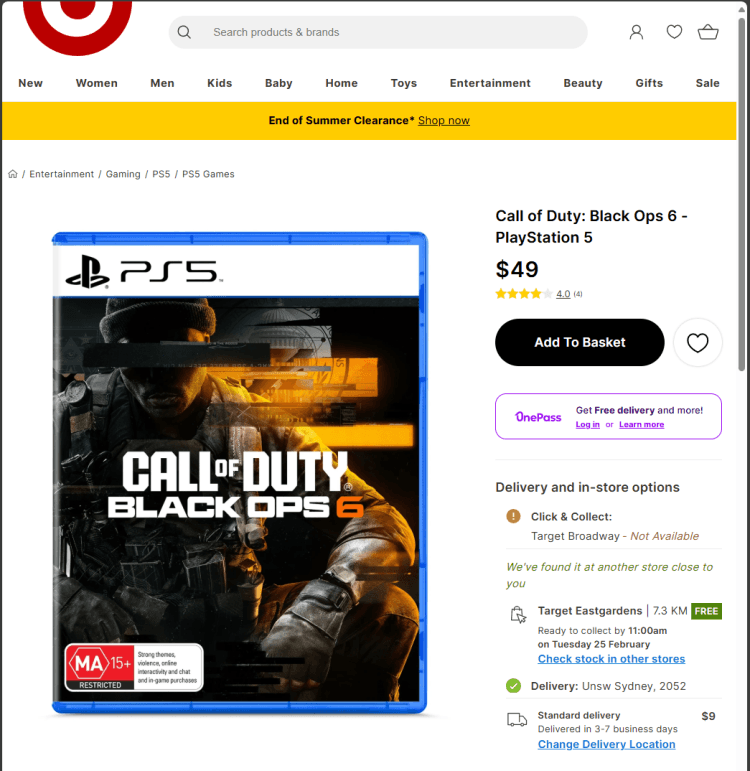 Target: (PS5) Call of Duty: Black Ops 6, now $49
