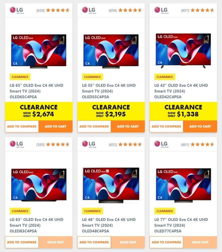 Bing Lee: LG OLED C4 TVs on clearance starting at $1338