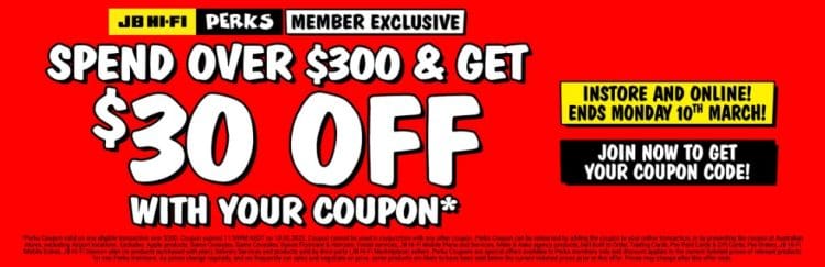 JB Hi-Fi: Join JB Perks and get $30 off with spend of $300