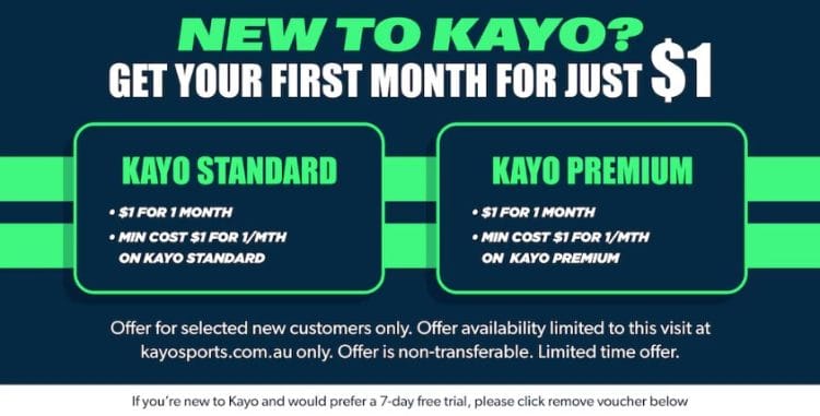 Kayo Sports: First Month for Only $1 (New Customers)