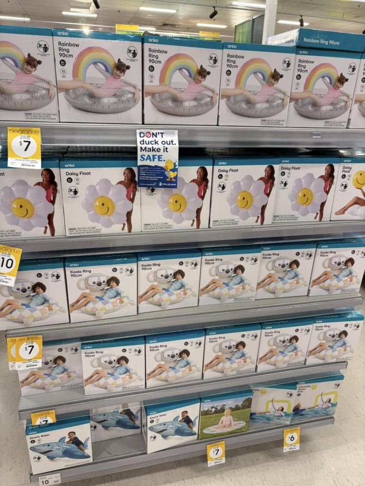 Kmart: clearance on pool floats starting from $6