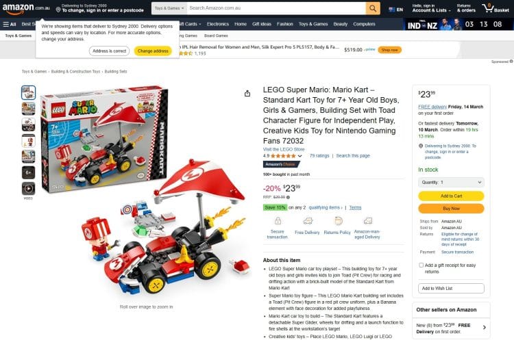 Amazon: Mario Kart LEGO set 20% off, now $23.99