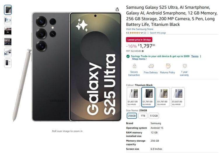 Samsung Galaxy S25 Ultra Amazon