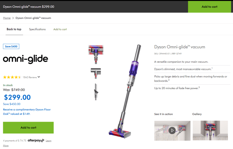 Dyson: Dyson Omni-Glide Vacuum – was $749, now $299!