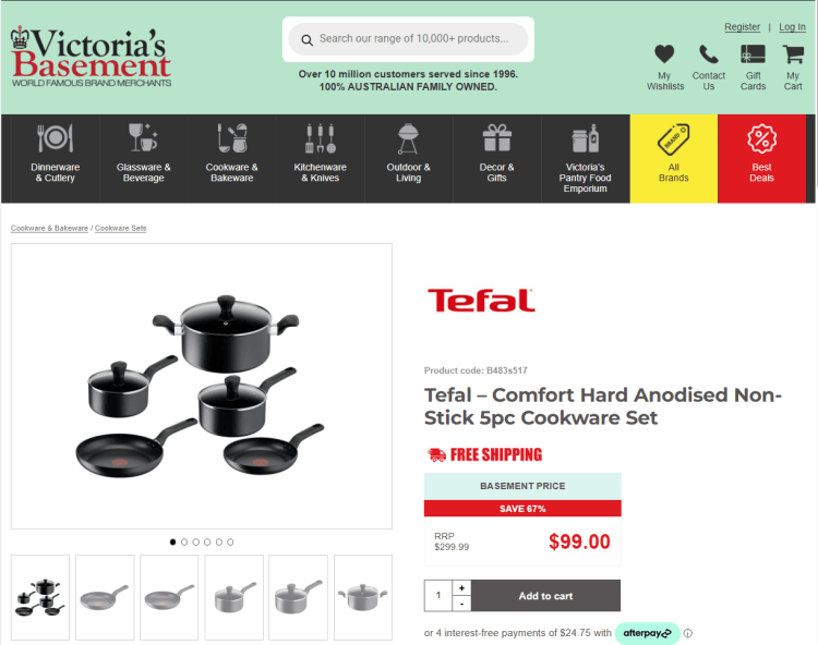 Victoria’s Basement: Tefal Comfort Hard Anodised Non-Stick 5pc Cookware Set, now $99