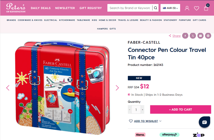 Peter’s of Kensington: Faber-Castell Connector Pen Colour Travel Tin 40pc – was $34, now $12