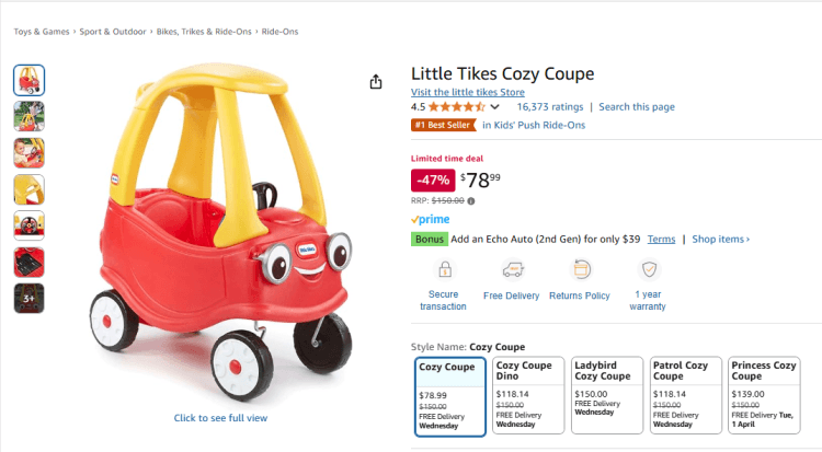 Amazon: Little Tikes Cozy Coupe – 47% off, now $78.99