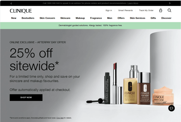 Clinique: 25% off sitewide