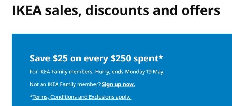 IKEA: get $25 off when you spend over $250