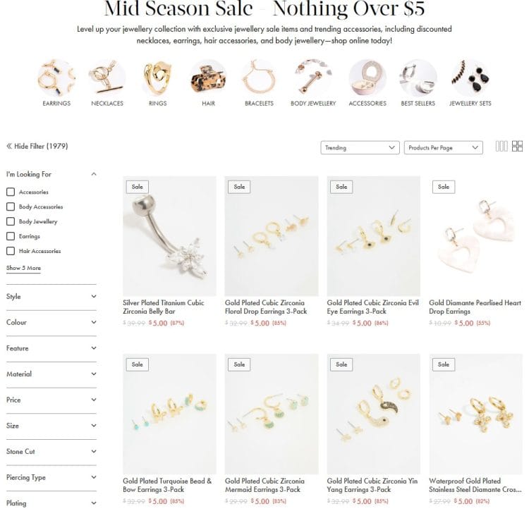 Lovisa: Mid Season Sale – nothing over $5