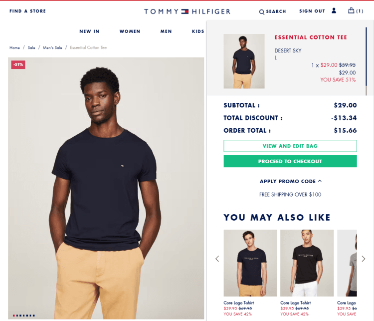 Tommy Hilfiger: Essential Cotton Tee – was $59.95, now $15.66