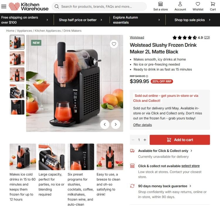 Kitchen Warehouse: Wolstead Slushy Frozen Drink Maker $399.95